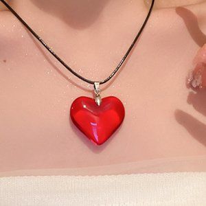 Necklace Heart Glass, Red Glass Heart  Pendant - Gift for any Occasion